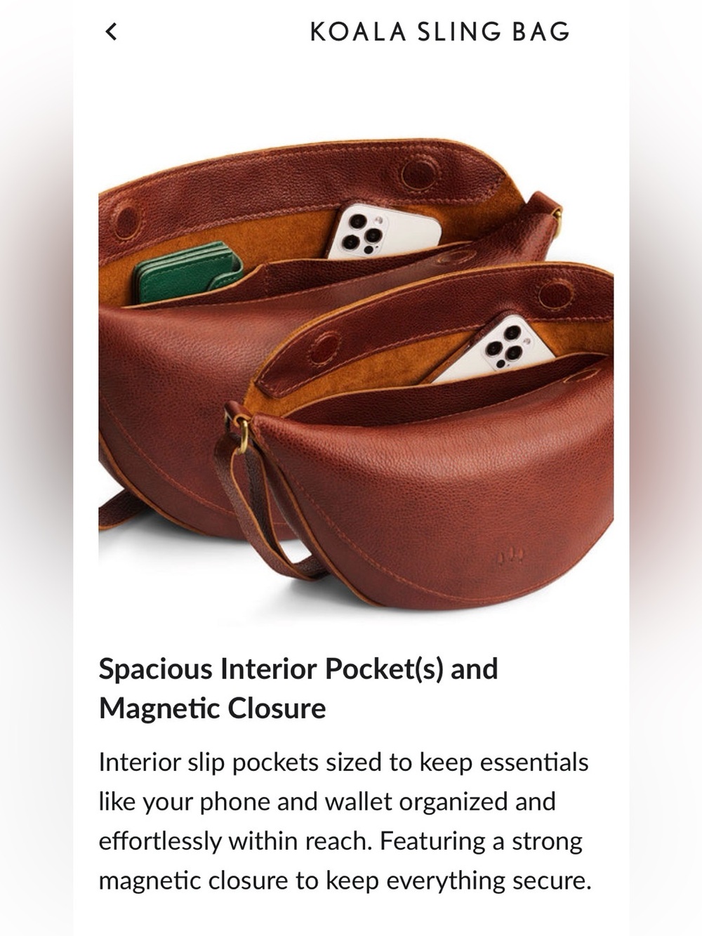 Portland Leather Brand New in Box Large Nutmeg Koala Sling Bag - Picture 11 of 16
